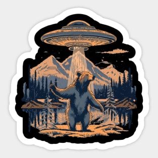 Flying Saucer Bear Sticker